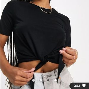 Topshop crop tie front tee